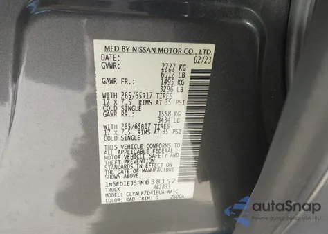 2023 Nissan Frontier Sv 4X2 from USA, damaged, VIN 1N6ED1EJ5PN638157